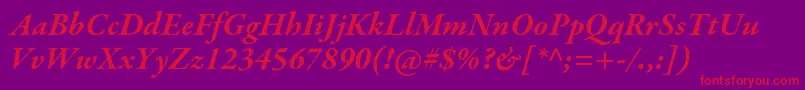 GaramondpremrproBdit-Schriftart – Rote Schriften auf violettem Hintergrund