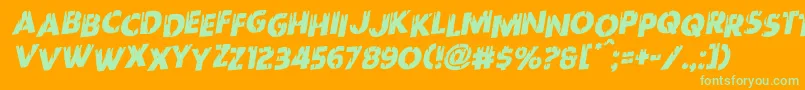 Redundeadstaggeredrotal Font – Green Fonts on Orange Background