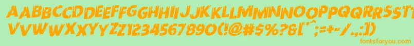 Weitere Informationen zur Redundeadstaggeredrotal-Schriftart Redundeadstaggeredrotal-Schriftart – Orangefarbene Schriften auf grünem Hintergrund