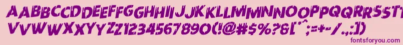 Redundeadstaggeredrotal-Schriftart – Violette Schriften auf rosa Hintergrund