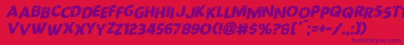 Redundeadstaggeredrotal Font – Purple Fonts on Red Background