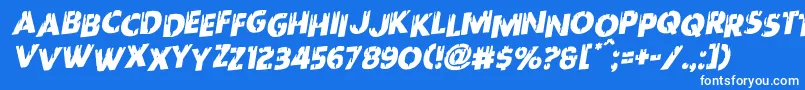 Redundeadstaggeredrotal Font – White Fonts on Blue Background