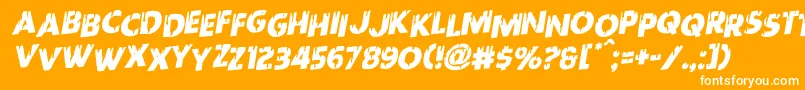 Redundeadstaggeredrotal-Schriftart – Weiße Schriften auf orangefarbenem Hintergrund