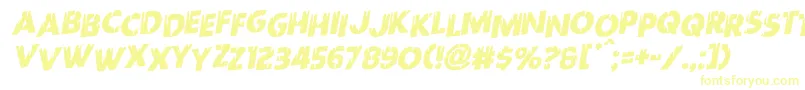 フォントRedundeadstaggeredrotal – 白い背景に黄色の文字