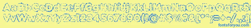 PabellonaBDuplex-Schriftart – Blaue Schriften auf gelbem Hintergrund