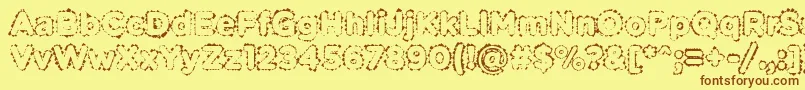 フォントPabellonaBDuplex – 茶色の文字が黄色の背景にあります。