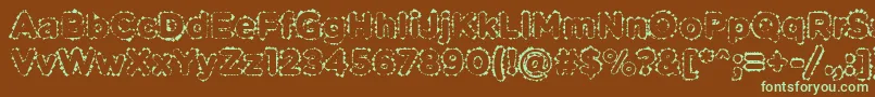 フォントPabellonaBDuplex – 緑色の文字が茶色の背景にあります。