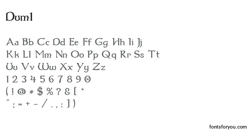 Schriftart Dum1 – Alphabet, Zahlen, spezielle Symbole