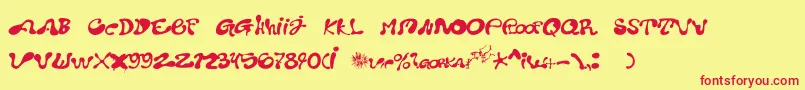 Pota-Schriftart – Rote Schriften auf gelbem Hintergrund