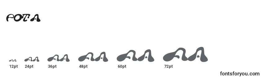 Größen der Schriftart Pota