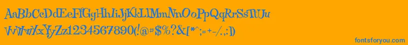 Qraxy-Schriftart – Blaue Schriften auf orangefarbenem Hintergrund