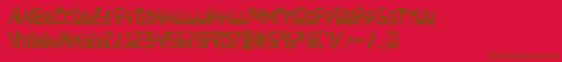 フォントXpedcond – 赤い背景に茶色の文字