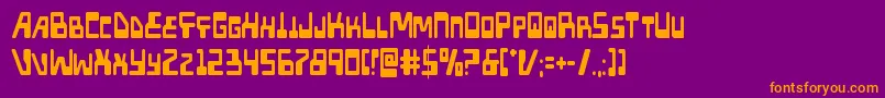 Xpedcond-Schriftart – Orangefarbene Schriften auf violettem Hintergrund