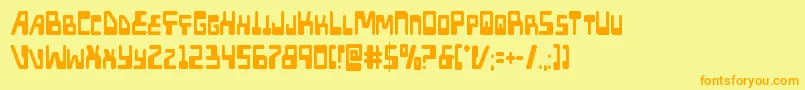 フォントXpedcond – オレンジの文字が黄色の背景にあります。
