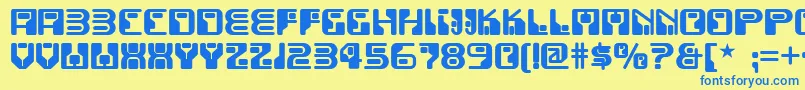 フォントFunkyrundkopfnf – 青い文字が黄色の背景にあります。