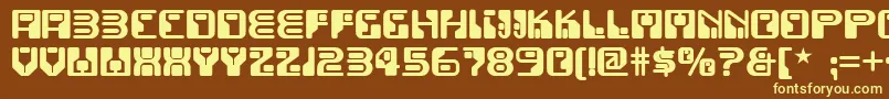 Funkyrundkopfnf-fontti – keltaiset fontit ruskealla taustalla