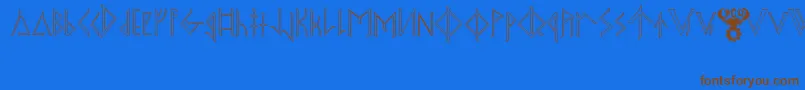 OdinsSpearRaggedHollow Font – Brown Fonts on Blue Background