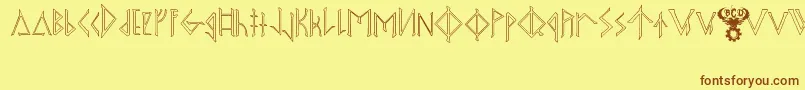 OdinsSpearRaggedHollow Font – Brown Fonts on Yellow Background