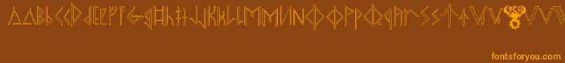 OdinsSpearRaggedHollow Font – Orange Fonts on Brown Background