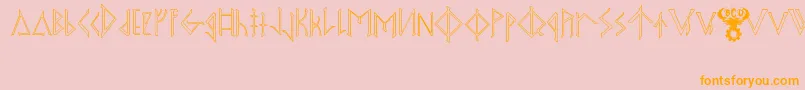 OdinsSpearRaggedHollow-Schriftart – Orangefarbene Schriften auf rosa Hintergrund