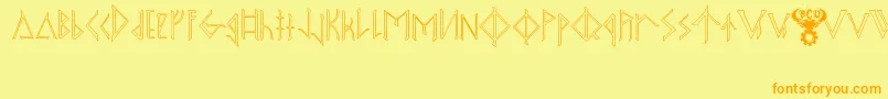 OdinsSpearRaggedHollow Font – Orange Fonts on Yellow Background