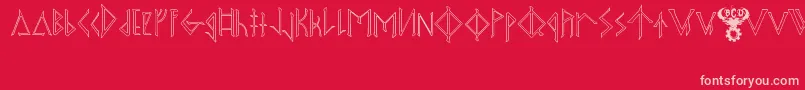 OdinsSpearRaggedHollow-Schriftart – Rosa Schriften auf rotem Hintergrund