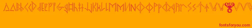 OdinsSpearRaggedHollow Font – Red Fonts on Orange Background