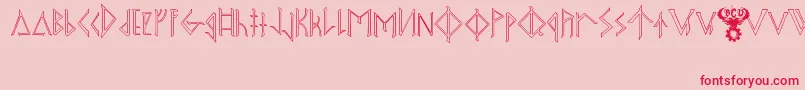 OdinsSpearRaggedHollow-Schriftart – Rote Schriften auf rosa Hintergrund