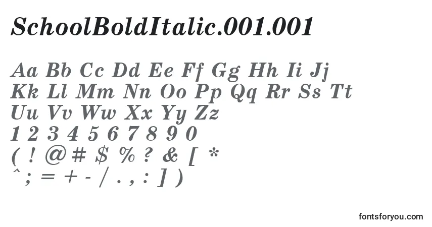 SchoolBoldItalic.001.001 Font – alphabet, numbers, special characters