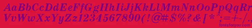 SchoolBoldItalic.001.001 Font – Purple Fonts on Red Background