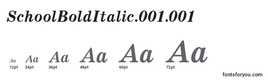 SchoolBoldItalic.001.001 Font Sizes