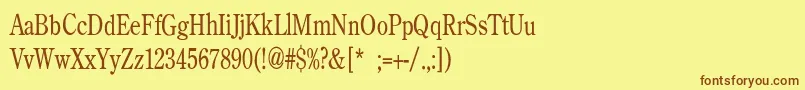 フォントBackroadModernConden – 茶色の文字が黄色の背景にあります。