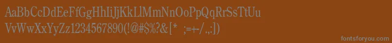BackroadModernConden-fontti – harmaat kirjasimet ruskealla taustalla