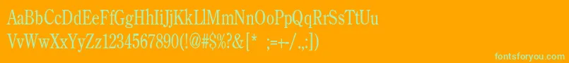 BackroadModernConden-fontti – vihreät fontit oranssilla taustalla