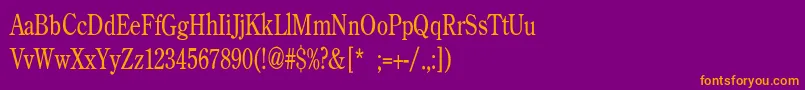 BackroadModernConden-fontti – oranssit fontit violetilla taustalla