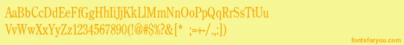 フォントBackroadModernConden – オレンジの文字が黄色の背景にあります。