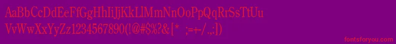 BackroadModernConden-fontti – punaiset fontit violetilla taustalla