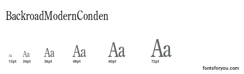 BackroadModernConden Font Sizes