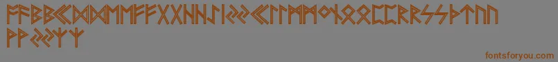 FutharkAoeInline-Schriftart – Braune Schriften auf grauem Hintergrund