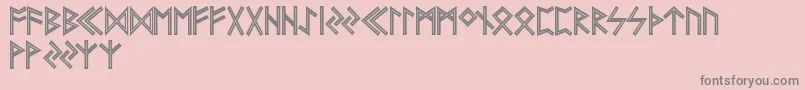 Fonte FutharkAoeInline – fontes cinzas em um fundo rosa