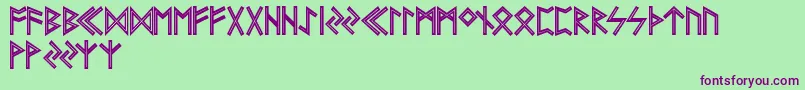 FutharkAoeInline Font – Purple Fonts on Green Background