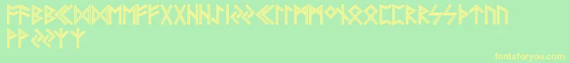 FutharkAoeInline-Schriftart – Gelbe Schriften auf grünem Hintergrund