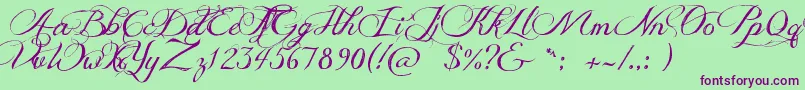 JellykaDeliciousCake-Schriftart – Violette Schriften auf grünem Hintergrund