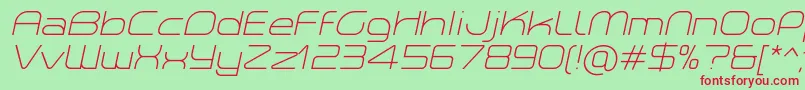 PlanetiumXLightItalicDemo-Schriftart – Rote Schriften auf grünem Hintergrund