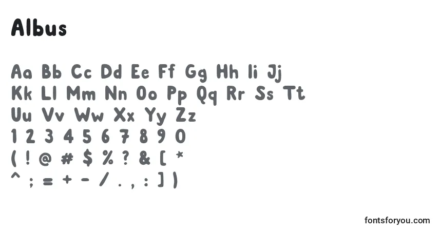 Czcionka Albus – alfabet, cyfry, specjalne znaki