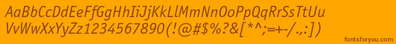 OfficinasanscBookitalic Font – Brown Fonts on Orange Background