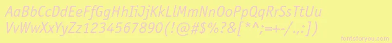 OfficinasanscBookitalic-fontti – vaaleanpunaiset fontit keltaisella taustalla