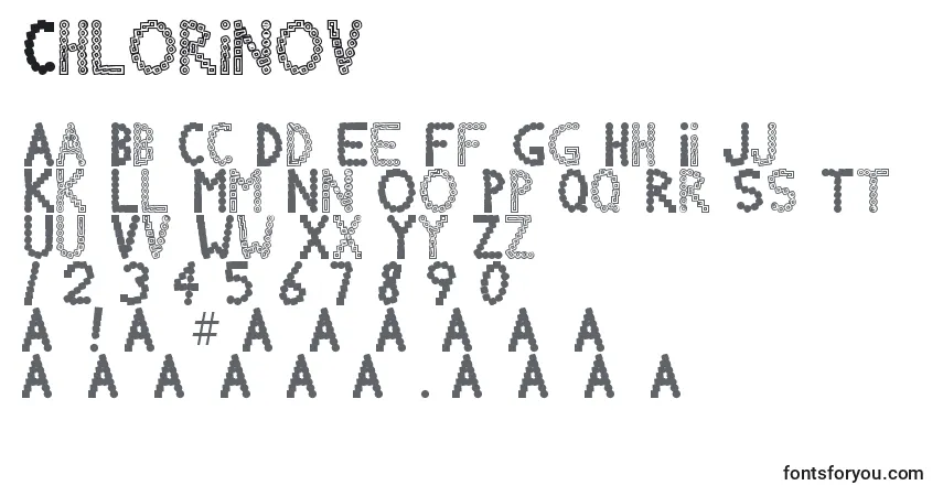 Schriftart Chlorinov – Alphabet, Zahlen, spezielle Symbole