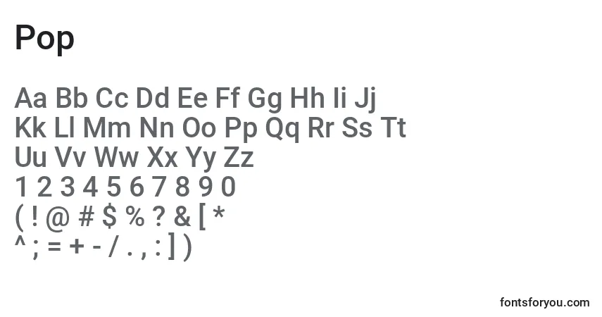 Czcionka Pop – alfabet, cyfry, specjalne znaki