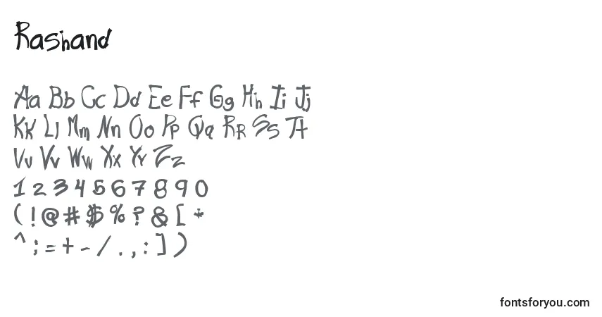 Шрифт Rashand – алфавит, цифры, специальные символы
